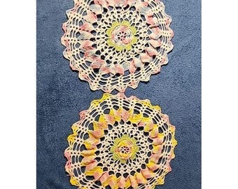 Tapetes de ganchillo vintage hechos a mano de 25 cm (10 pulgadas)