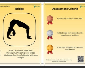 10 Intermediate Gymnastics Task Cards | Printable PE Resource | Gymnastics Skills for Kids | Homeschool & Classroom