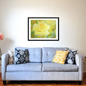 Original Yellow Rose Watercolor Painting, Spring Flower Painting, 14 x 18 image, matted to 18 x 24, Floral Wall Art, Large Painting image 3