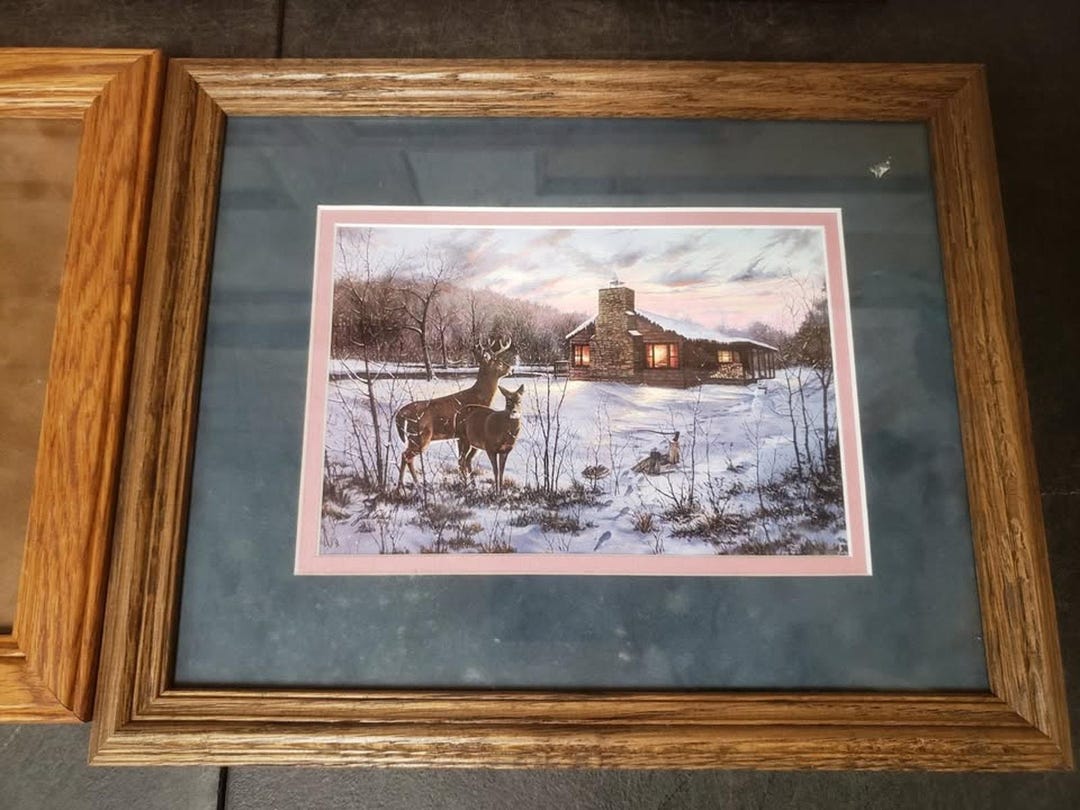 Jack Paluh Framed Deer Cabin Art Print Rustic Hunting Lodge Decor 13.5 ...