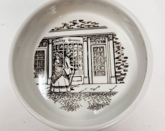 Vintage Trinket or Ring Dish ~ Johnson Bros. English Earthenware ~ Victorian Street Scene ~ 3.5" x 1" ~ 1960s
