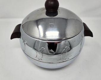 Vintage West Bend "Penguin" Hot & Cold Server ~ Chrome Ice Bucket ~ 11" x 5.5" ~ 1940s - 1960s