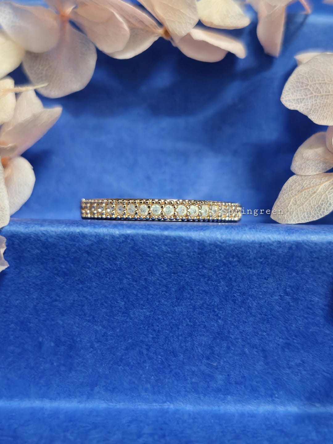 14K Yellow Gold Half Eternity Stackable Wedding Band for Women - Etsy