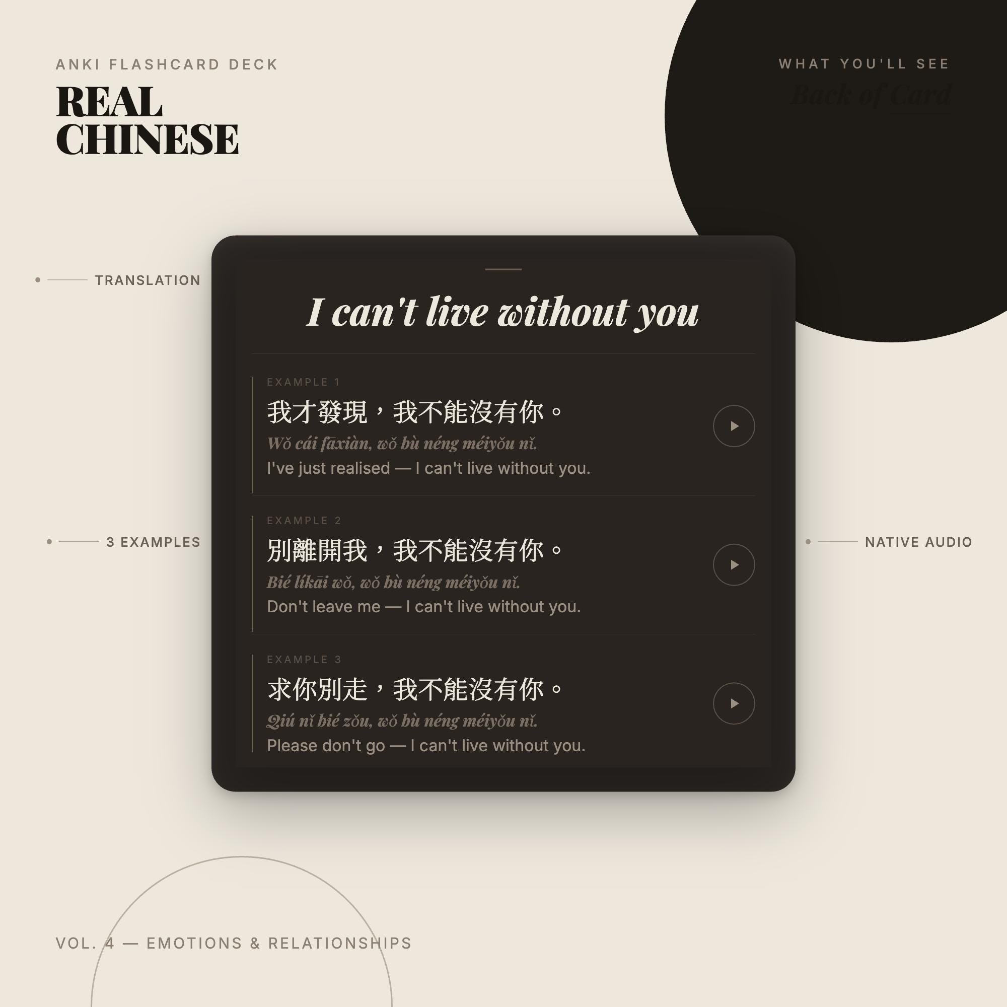 Real Chinese Anki Deck Vol 4 | 100 Phrases for Emotions & Relationships ...