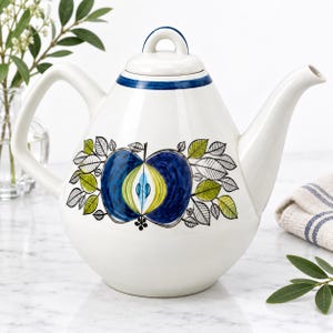 Rörstrand Eden Teekanne, schwedische Keramikkanne aus der Mitte des Jahrhunderts, Sigrid Richter, skandinavisches Design der 1960er Jahre