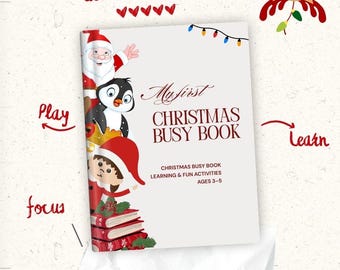 Weihnachtsgeschäftbuch für Kleinkinder, ruhiges Buch PDF, Weihnachtsaktivitäten für Kinder, sofortiger Download, bildschirmfreies Lernen im Alter von 3 bis 5 Jahren