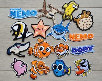 Finding Nemo Inspired Embroidered Patch Clownfish Dory Shark Starfish Cartoon Ocean Patch for Jacket Backpack Hat