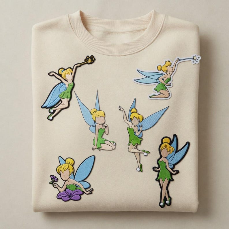 Disney Tinker Bell Patch Set Peter Pan Fairy Embroidered Sew Applique ...