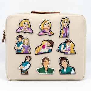 Tangled Rapunzel Flynn Rider Embroidered Patch Set Princess Couple Iron On Badge for Jacket Backpack Hat Gift