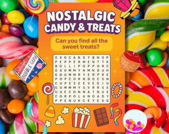 Nostalgic Candy and Treats Word Search | 2 Puzzle Pack Black & White Large Print + Answer Key