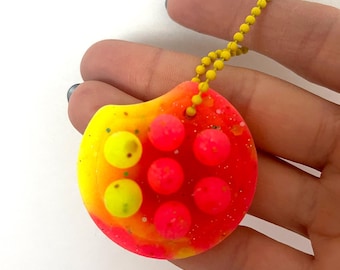 Drops Fidget Schlüsselanhänger - Gelb & Orange - Glow-in-the-Dark Handmade Silikon Fidget