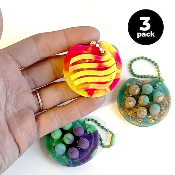 3-Pack of Silicone Fidget Keychains - Made to order - Handmade - Glow-in-the-dark - Choose your colors - Bundle - Sensory Toy