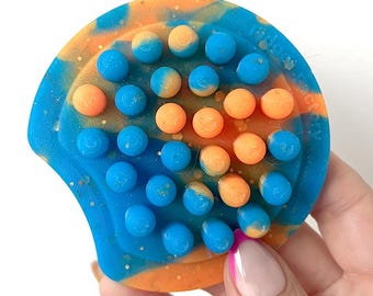 Tropfen - handgemachte Silikon Fidget die im Dunkeln Orange & Blau Leuchten - mit Glitter