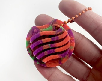 Gewellter Fidget Schlüsselanhänger - Lila, Orange & Grün - Glow-in-the-Dark handgemachter Silikon Fidget