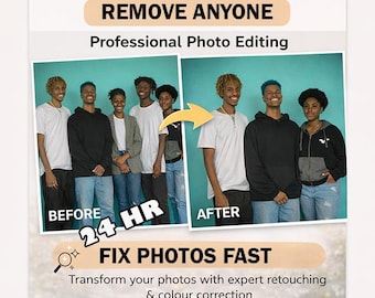 Eliminar persona de la foto / Servicio profesional de edición de fotos / Retoque con Photoshop / Eliminación de objetos / Limpieza de fondo / Edición rápida en 24 horas