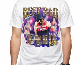 Camiseta personalizada con foto "El mejor papá del mundo", regalo personalizado para el Día del Padre - Regalo con foto para papá primerizo, camiseta estilo años 90 personalizable.