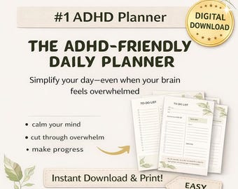 Planificador diario imprimible para TDAH / Planificador de tareas sencillo para mentes abrumadas / Planificador de productividad minimalista / Descarga instantánea en PDF