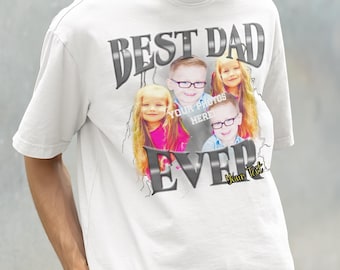 Camiseta personalizada con foto, regalo personalizado para el Día del Padre – Regalo con foto para papá primerizo, camiseta estilo años 90 personalizable.