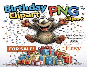 Imágenes prediseñadas de animales para cumpleaños, ideales para invitaciones de fiestas infantiles, un lindo paquete de imágenes PNG, decoraciones para cumpleaños de niños pequeños y artículos imprimibles para fiestas.