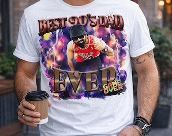 Camiseta personalizada con foto "El mejor papá del mundo", regalo personalizado para el Día del Padre - Regalo con foto para papá primerizo, camiseta estilo años 90 personalizable.