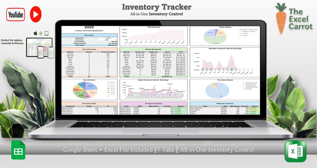 Inventory Tracker - Google Sheets - Etsy