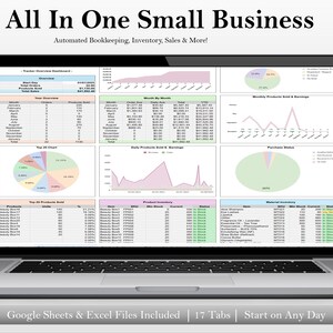All in One Small Business: Inventory, Sales, VAT, & Invoicing (Excel + Googlesheets)