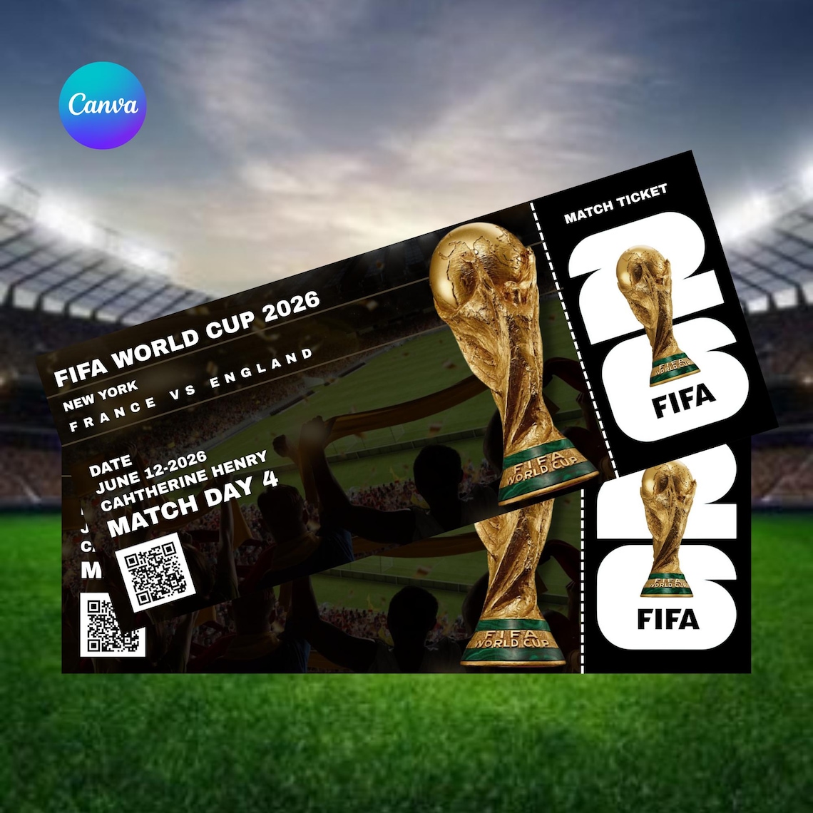 Work Raffle World Cup Instant Download Customizable World Cup 2026 Ticket Template, Edit in ...