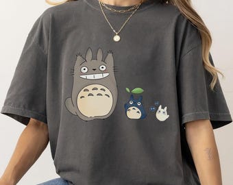 Totoro T Shirt, Anime Graphic Tee, Studio Ghibli Shirt, Cute Japanese Cartoon Top, Aesthetic Oversized Tee, Gift for Anime Lover