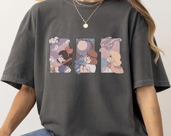 Comfort Colors Anime T Shirt, Kawaii Aesthetic Graphic Tee, Studio Ghibli Inspired Top, Cute Pastel Oversized Shirt, Gift for Anime Lover