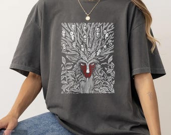 Forest Spirit Shirt, Princess Mononoke T-shirt, Studio Ghibli Fan Art Tee, Kodama Tree Spirits Shirt, Japanese Anime Apparel