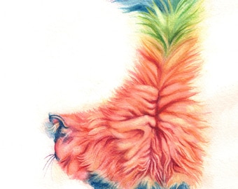 Rainbow Cat Watercolor Print — Colorful Cat Art for Animal Lovers