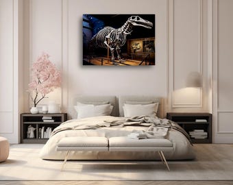 T-Rexの化石キャンバスアート - 先史時代の骨格プリント