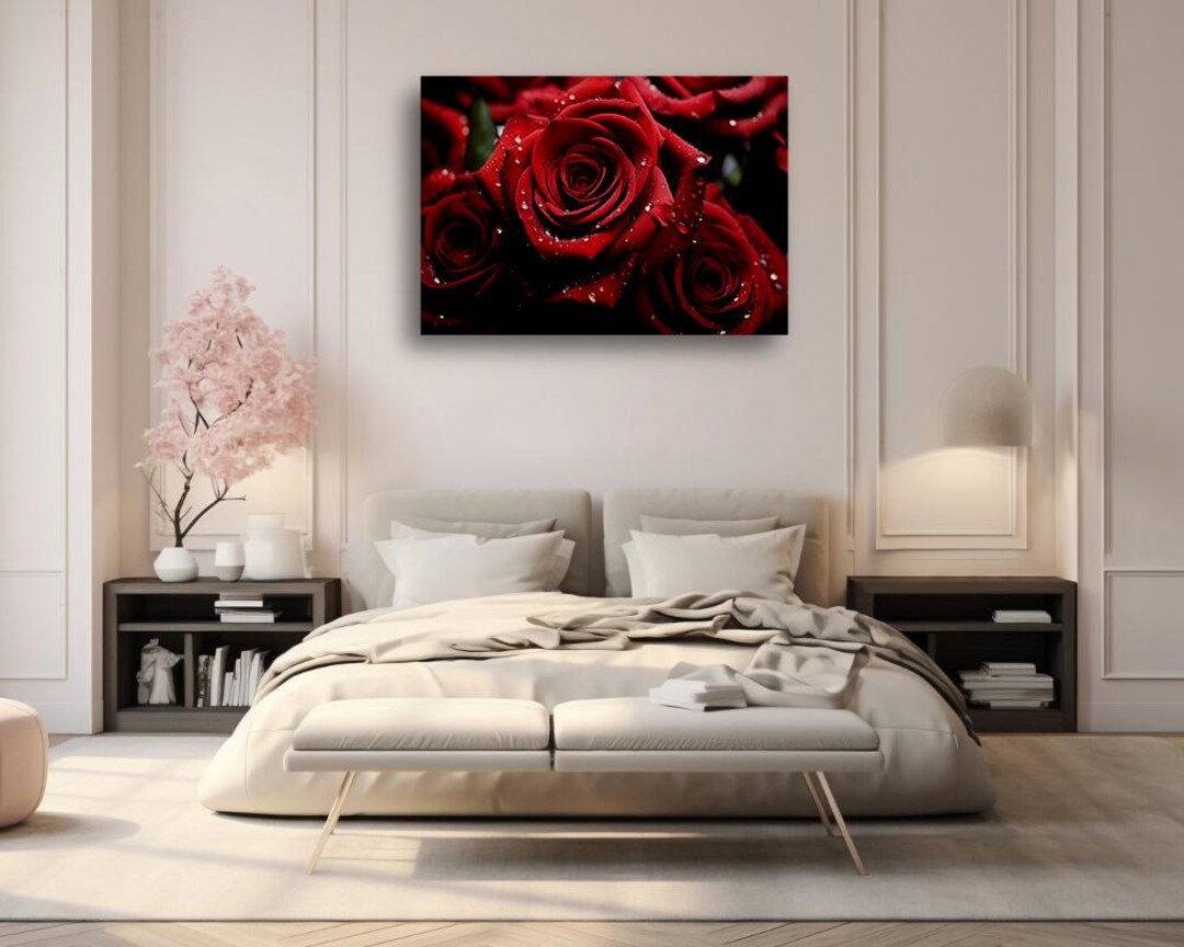 Red Rose Canvas Print: Romantic Floral Wall Art - Etsy