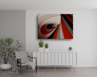 Red Abstract Canvas Art: Modern Geometric Print on Cotton.
