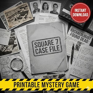 Printable Murder Mystery Game | Square 7 Archaeological Noir Case File | Cold Case