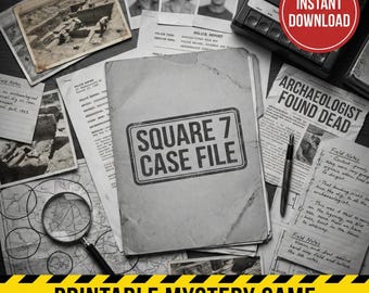 Printable Murder Mystery Game | Square 7 Archaeological Noir Case File | Cold Case