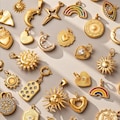 Vintage 18K Gold Plated Enamel Charms Set – Gold Charm Pendant for Jewelry Making, Retro Sun Moon Heart Charm, DIY Necklace Bracelet Charm product logo