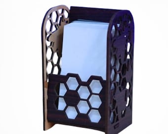 Honeycomb Business Card Holder Laser Cut File, Wooden Credit Card Holder Digital Template Files,  Card Stand Design Desk Organizer