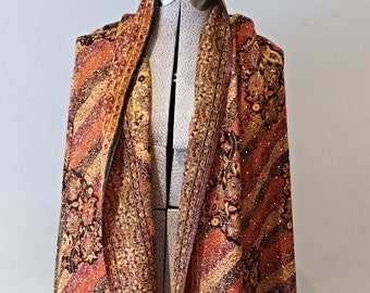 Vintage Paisley Print Scarf Vintage  Pashmina Evening Shawl Wrap Scarves Multi Colour Wedding Shawl Large Reversible