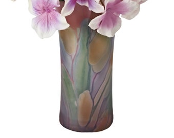 Vintage Reuven Glass by Nouveau Art Glass Co USA Pink Watercolor