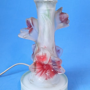 Vintage Depression Glass Lamp Flowers Satin Glass