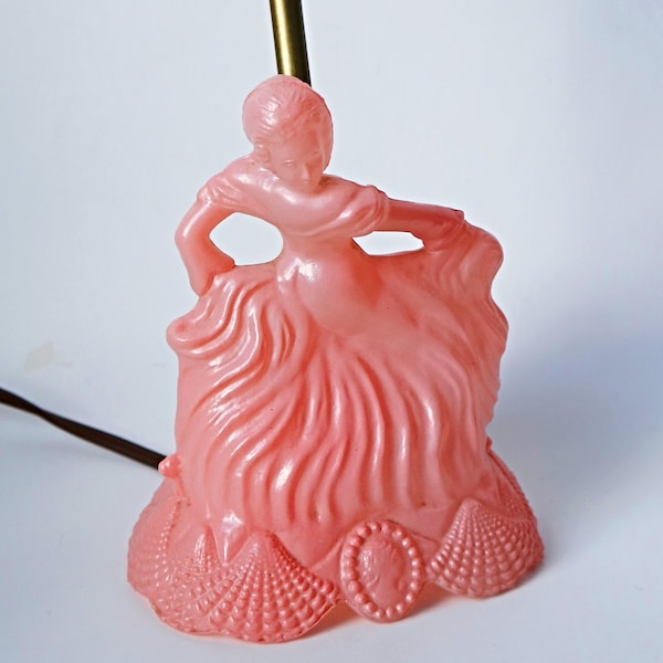 Pink Depression Glass Victorian Lady Boudoir Table Lamp Base 1930's