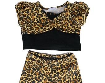 Vintage Build-A-Bear Party Outfit Leopard Top & Pants