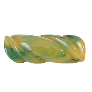 Vintage Carved Bakelite Brooch Marbled Green