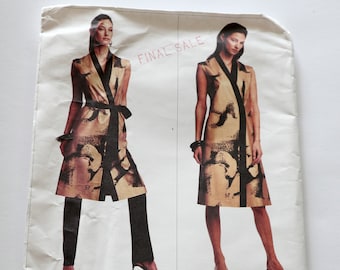 Vogue 7939 Sewing Pattern Misses' A-Line Wrap Dress with Belt & Tapered Pants Vogue American Designer Uncut  Size 12 14 16