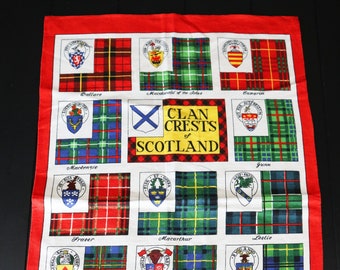 Tea Towel Souvenir Clan Crests of Scotland Tea Towel Cotton Vintage