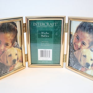 Folding Picture Frame Gold Tone Vintage Photo Frames Hinged  Lot D