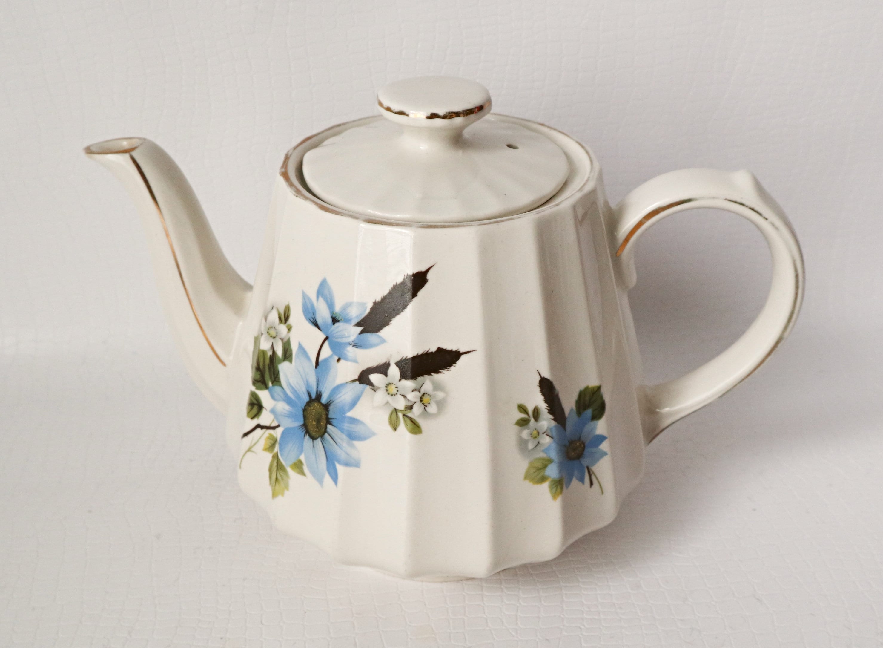 Vintage Sadler Teapot Blue Flower 5 Cup England Tea Pot - Etsy