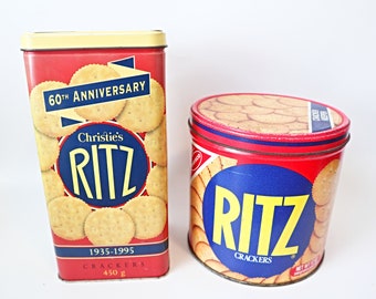 2 Vintage Ritz Crackers Tins 60TH Anniversary Advertising Tins