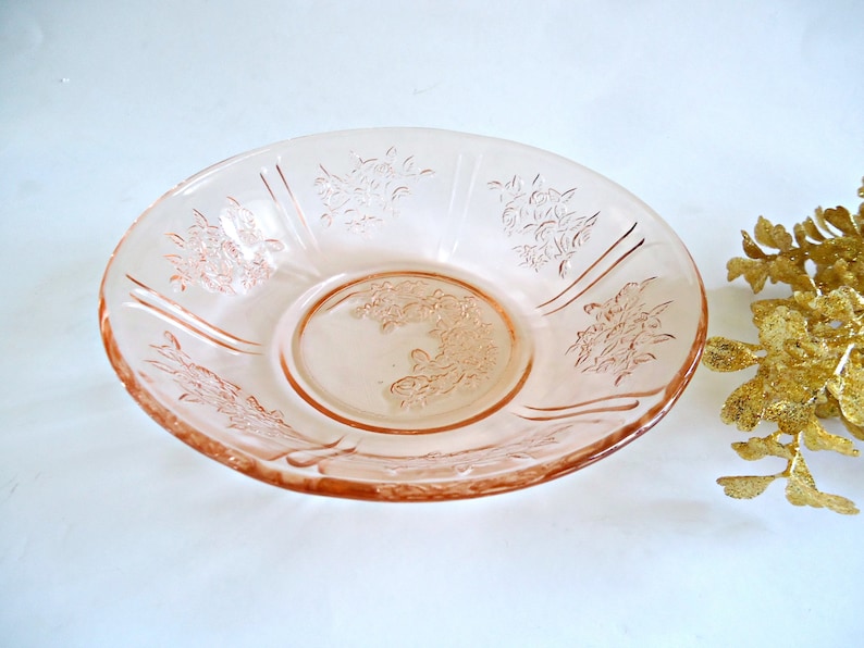 Pink Depression Glass Cereal Bowl Rose of Sharon or Cabbage Etsy